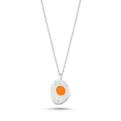 Sahanda Yumurta Rodyum Kaplama Gümüş Kolye 10