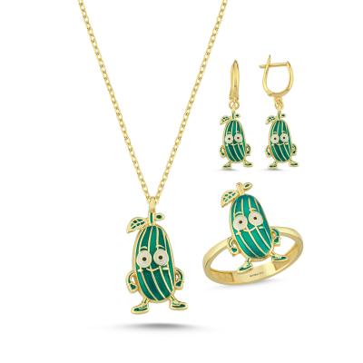 Salatalık Altın Kaplama Gümüş Takım 1055