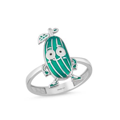 Salatalık Rodyum Kaplama Gümüş Yüzük 556