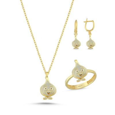 Sarımsak Altın Kaplama Gümüş Takım 1051