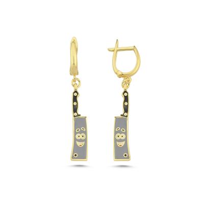 Satır Altın Kaplama Gümüş Küpe 243