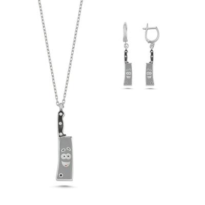 Satır Rodyum Kaplama Gümüş Takım 1154