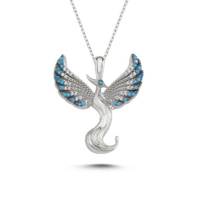 Sonsuz Kanat Anka Kuşu Rodyum Kaplama Gümüş Kolye ZM698