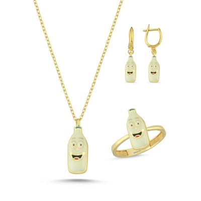 Süt Altın Kaplama Gümüş Takım 1117