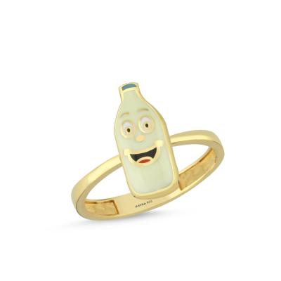 Süt Altın Kaplama Gümüş Yüzük 607