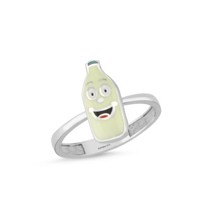 Süt Rodyum Kaplama Gümüş Yüzük 608