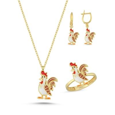 Tavuk Altın Kaplama Gümüş Takım 1129