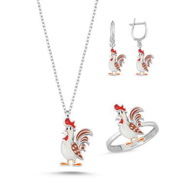 Tavuk Rodyum Kaplama Gümüş Takım 1130