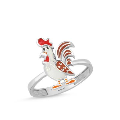 Tavuk Rodyum Kaplama Gümüş Yüzük 620