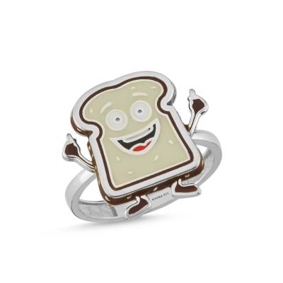 Tost Ekmeği Rodyum Kaplama Gümüş Yüzük 566