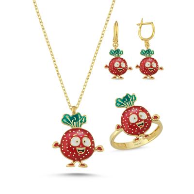 Turp Altın Kaplama Gümüş Takım 1029