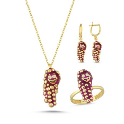 Üzüm Altın Kaplama Gümüş Takım 1141