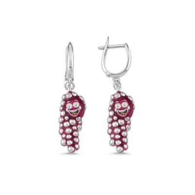 Üzüm Rodyum Kaplama Gümüş Küpe 232