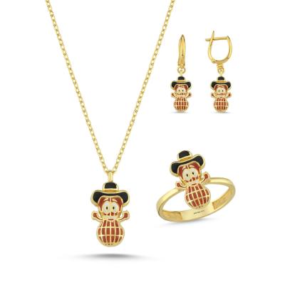 Yerfıstığı Altın Kaplama Gümüş Takım 1135