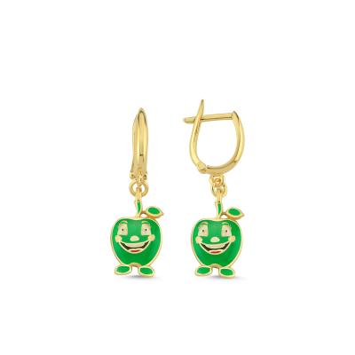 Yeşil Elma Altın Kaplama Gümüş Küpe 159