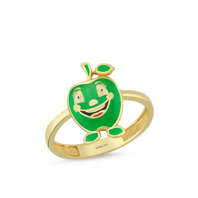 Yeşil Elma Altın Kaplama Gümüş Yüzük 559