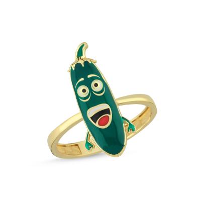 Yeşil Kabak Altın Kaplama Gümüş Yüzük 515