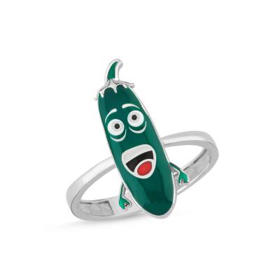 Yeşil Kabak Rodyum Kaplama Gümüş Yüzük 516